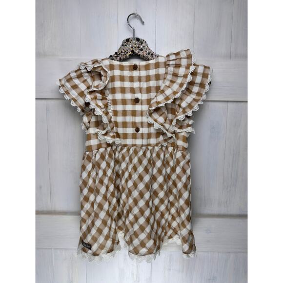 Matilda Jane Firefly Flutter Sleeve Top Tan Cream Girls Size 12 Boutique - Picture 3 of 5